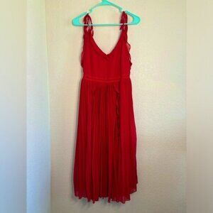 Lulus Red Dress Wedding Guest Cocktail Event Flowy